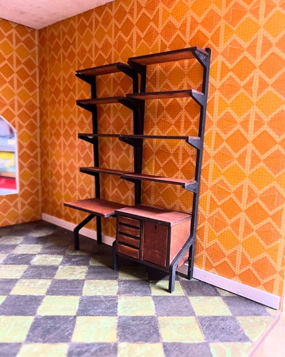 Kirjahyllyt 2kpl, 1:16, 50-luvun tyyliin,  laserleikattu rakennussarja